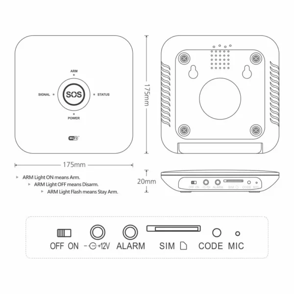 Смарт алармена система PST-10GDT, Wi-Fi, съвместима с "Tuya Smart" или "Smart Home", бяла