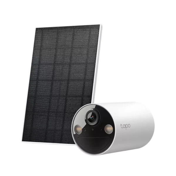 IP камера TP-Link Tapo C410 KIT с включен слънчев панел, насочена "bullet" камера, 3MPix (2304x1296@15fps), H.264, IR осветеност (до 15m), външна IP65, Wi-Fi, microSD слот до 512GB, микрофон и говорител