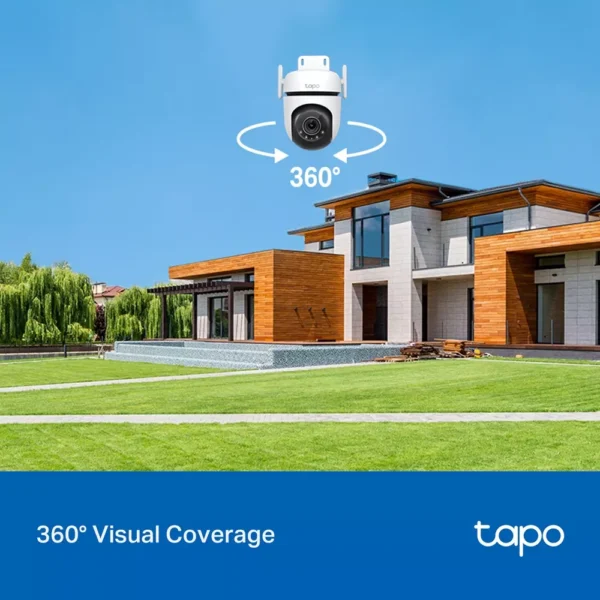 IP камера TP-LINK Tapo C520WS, 4Mpix(2560x1440@30fps), куполна Pan/Tilt камера, 3.18mm обектив, H.264, IR осветеност (до 30m), външна, IP66, Wi-Fi, microSD