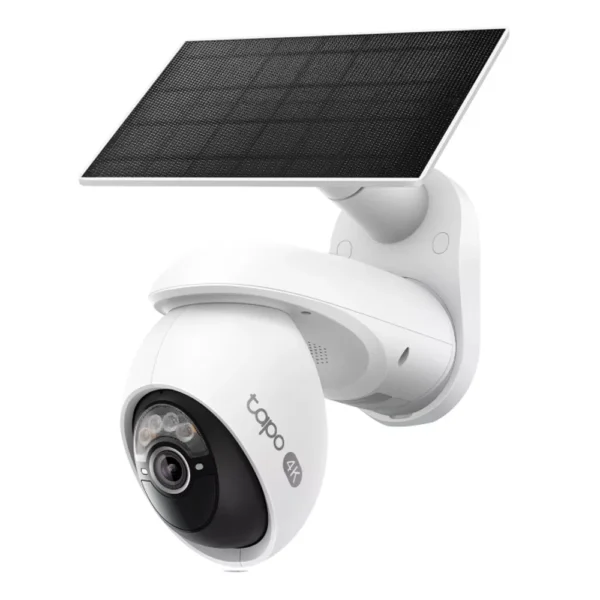 IP камера TP-Link Tapo C660 KIT с включен слънчев панел, куполна Pan/Tilt камера, 8MPix(3840x2160@20fps), 4.0mm обектив, IR осветеност (до 12m), външна IP65, Wi-Fi, microSD слот до 512GB, микрофон и говорител
