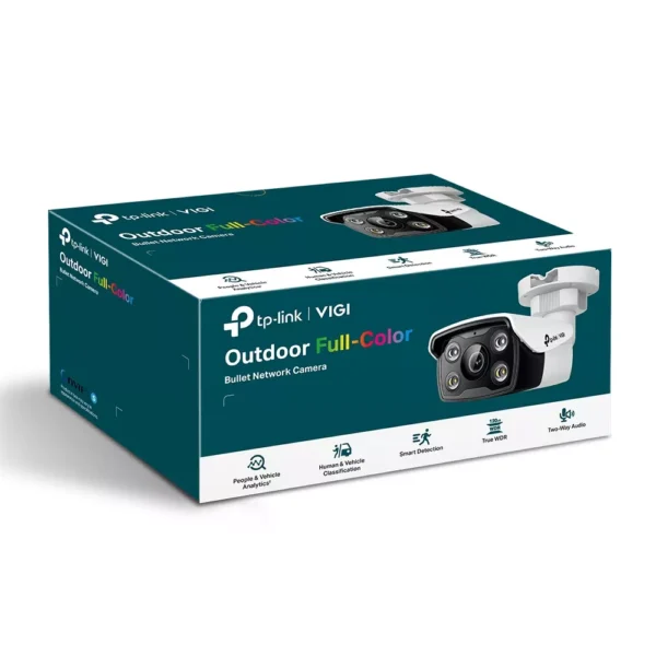 IP камера TP-Link VIGI C350(2.8mm), насочена "bullet" камера, 5Mpix(2880x1620@30FPS), 6mm обектив, H.265+/H.265/H.264+/H.264, IR осветеност (до 30 метра), външна IP67, PoE, микрофон, високоговорител, MicroSD слот до 256GB
