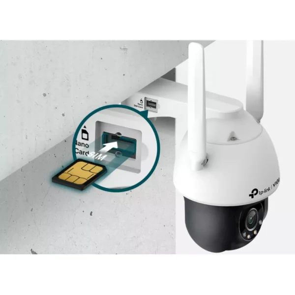 IP камера TP-Link VIGI C540-4G, куполна камера, 4Mpix(2560x1440@30fps), 4mm обектив, H.265+/H.265/H.264+//H.264, IR осветеност (до 30 метра), за външен монтаж, IP66 защита, PoE, 4G, RJ-45, микрофон, високоговорител, MicroSD слот до 512GB