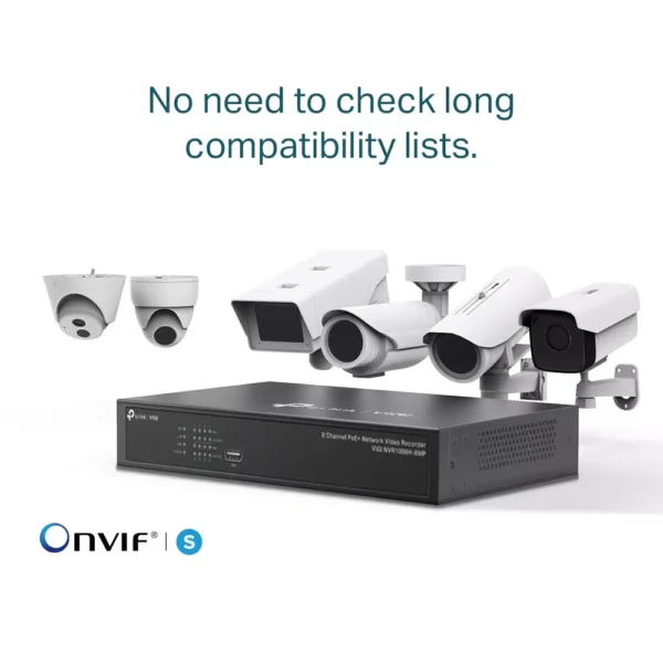 P видеорекордер TP-Link VIGI NVR1008H-8MP, 8 канала, H.265+/H.265/H.264+/H.264, 1x SATA (до 10TB), 2x USB 2.0, 1x LAN 10/100Mbps, 1x HDMI, 1x VGA, PoE+